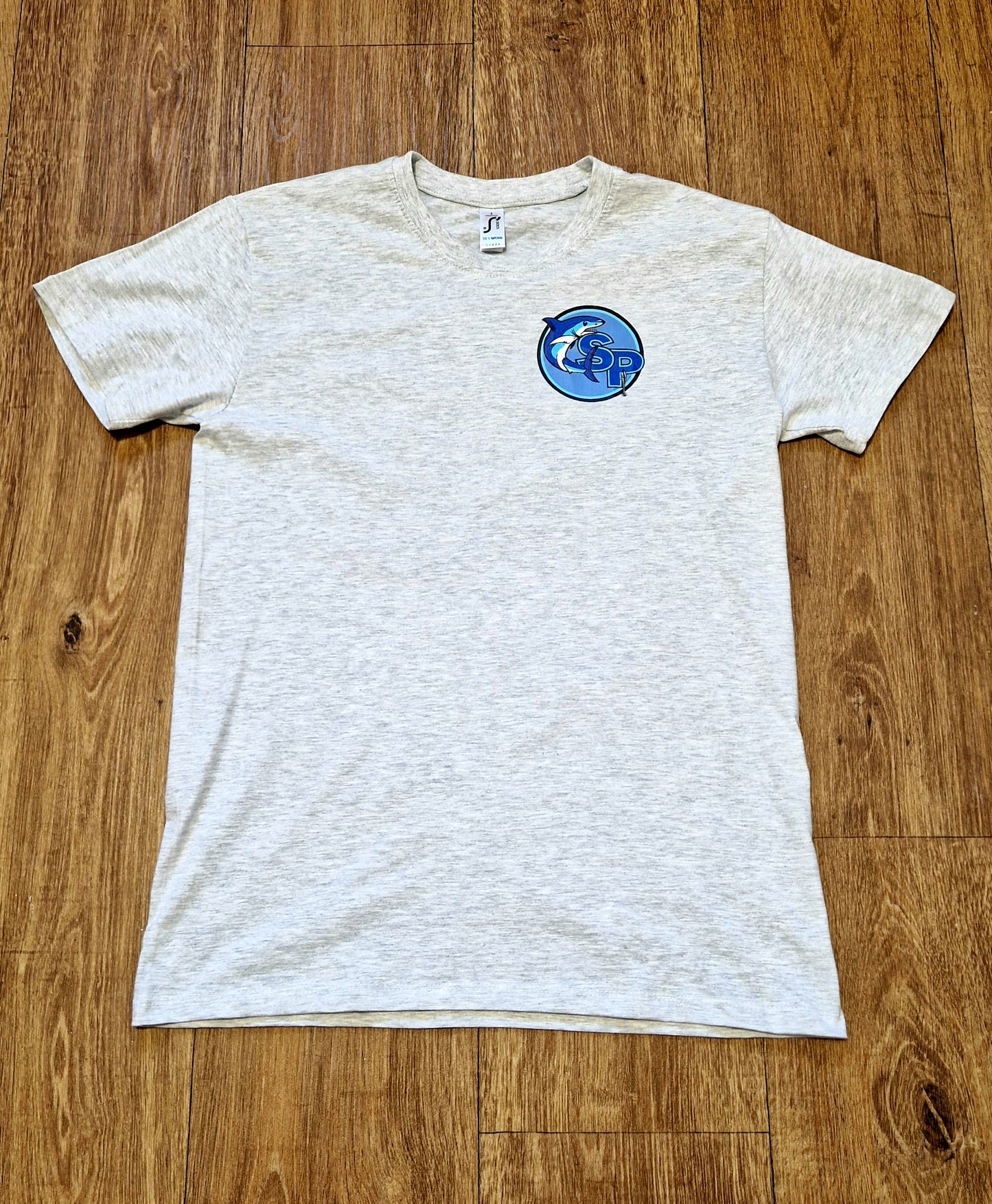 Grey Marl Short Sleeve, Graphic Print Fishing T-Shirt. UK Map