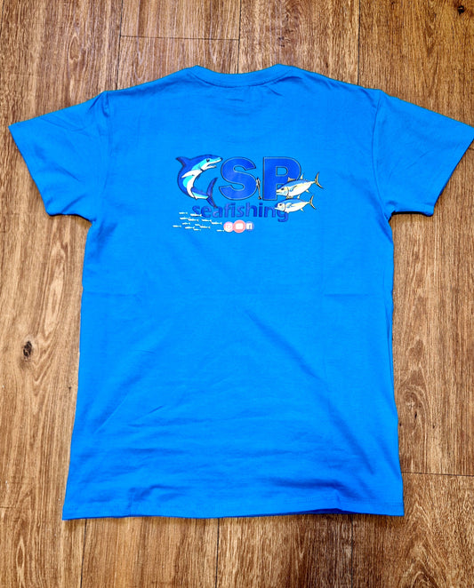 Blue Short Sleeve Graphic Print Fishing T-Shirt. 'GSPseafishing'